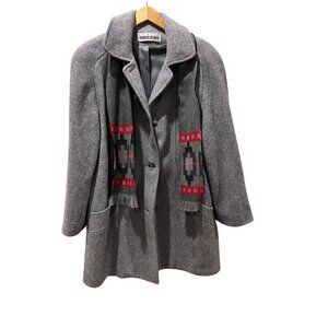 Leslie Fay Vtg Gray Wool Blend Mid Length Classic Winter Coat Career Office 14